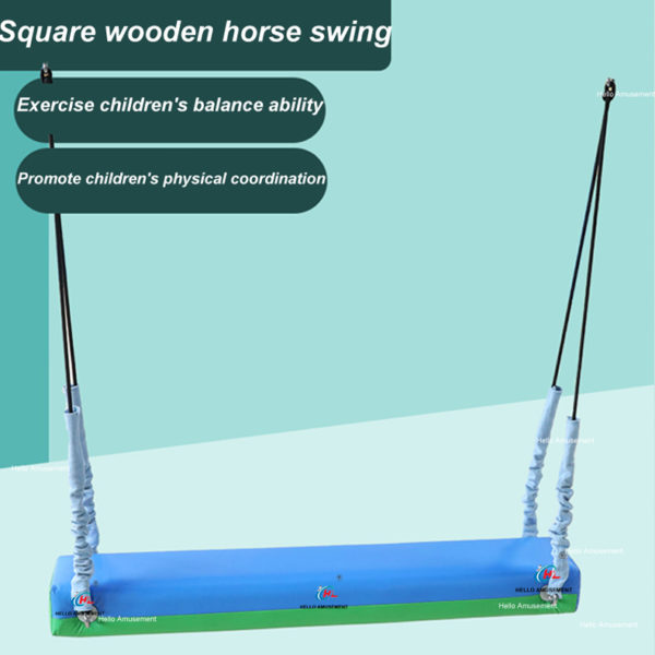 Sensory system training suspension rectangular wooden horse swing 03
