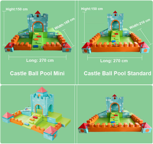 Sensory training soft climbing and sliding combination play house castle ball pool 9