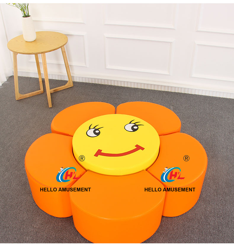 Children's soft smiley sunflower stool 10