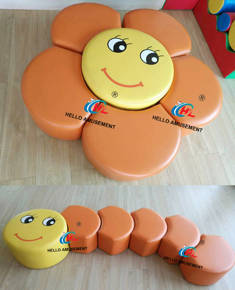 Children's soft smiley sunflower stool 13