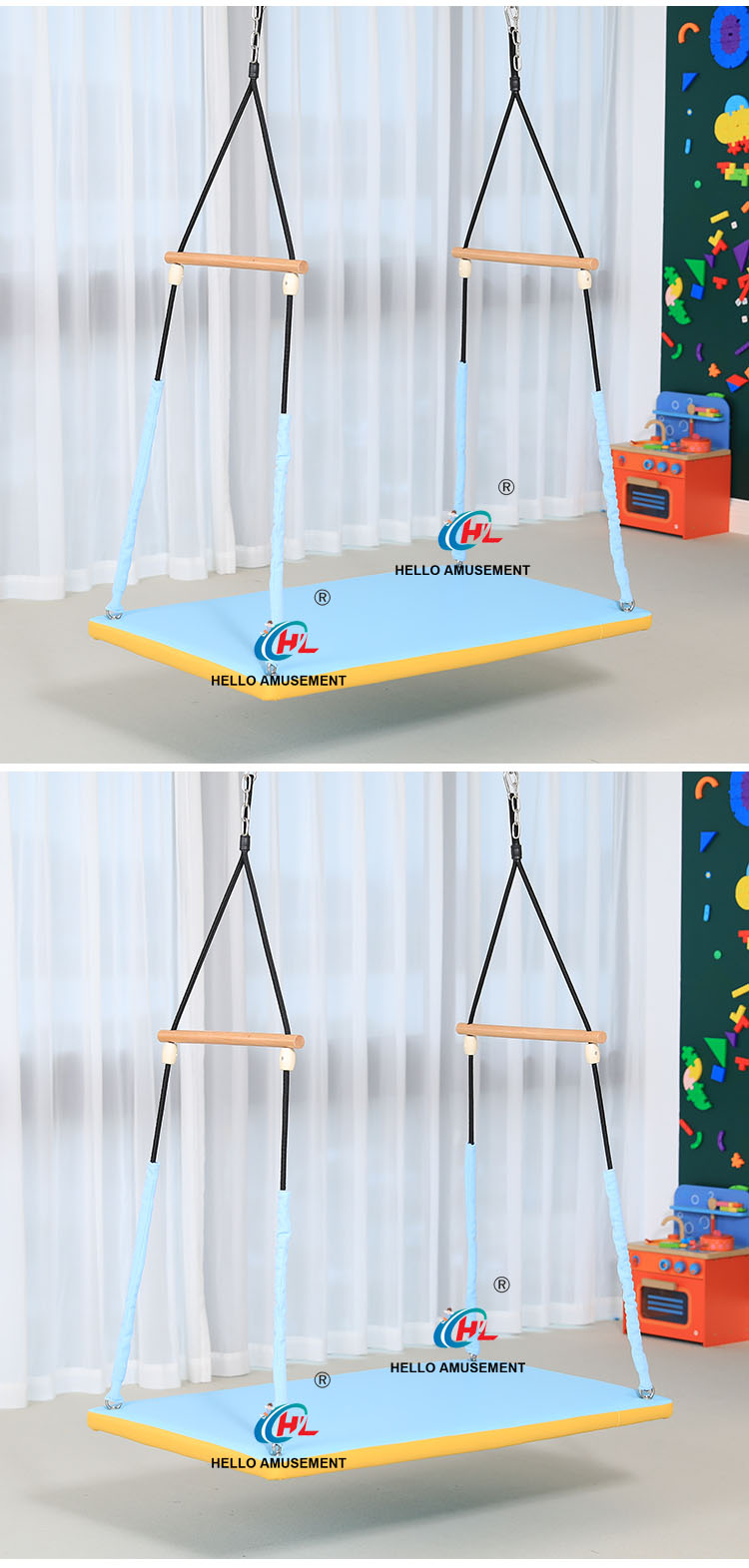 Rectangular flat swing two-person balance swing 9