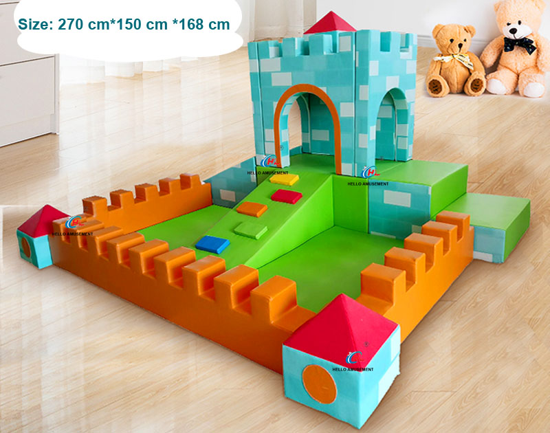 Sensory training soft climbing and sliding combination play house castle ball pool 11