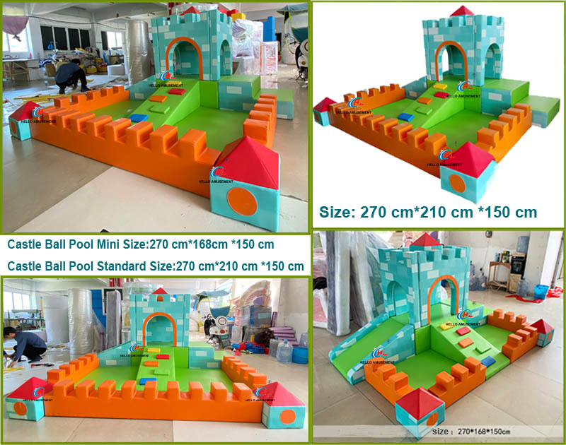 Sensory training soft climbing and sliding combination play house castle ball pool 12