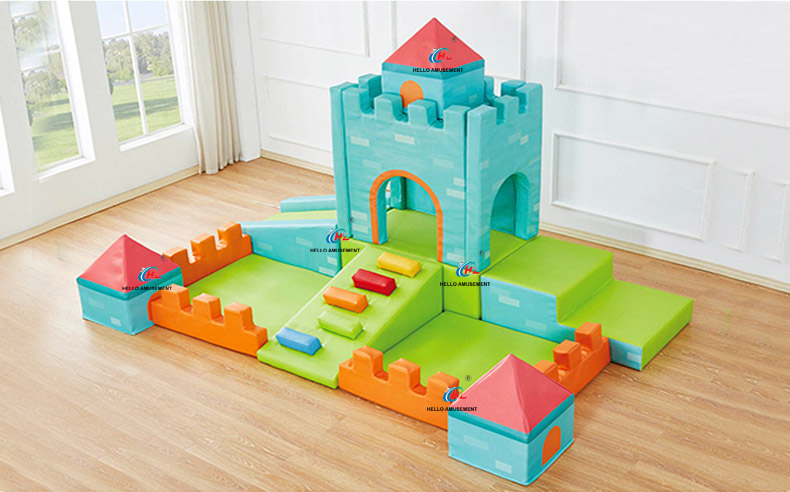 Sensory training soft climbing and sliding combination play house castle ball pool 14