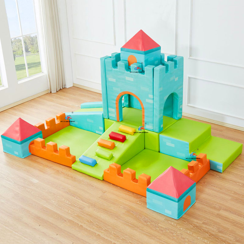 Sensory training soft climbing and sliding combination play house castle ball pool 4