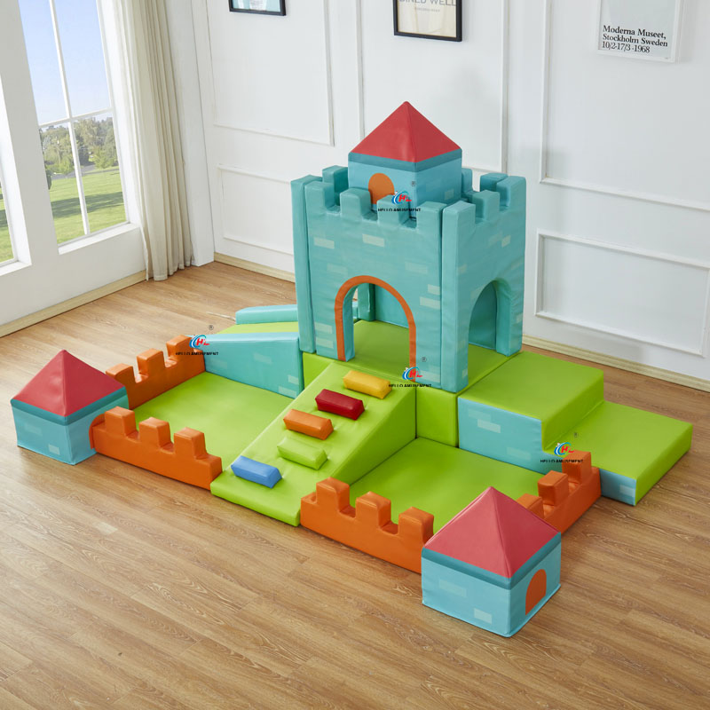 Sensory training soft climbing and sliding combination play house castle ball pool 5