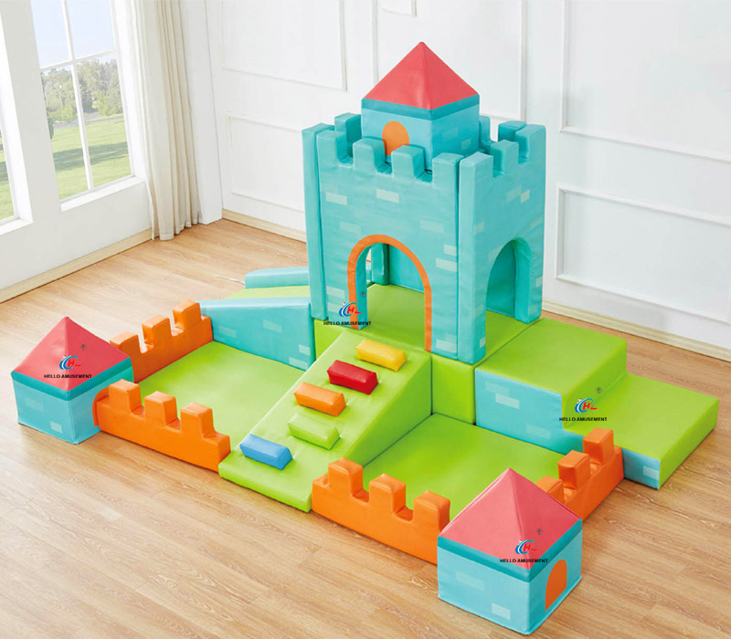 Sensory training soft climbing and sliding combination play house castle ball pool 8