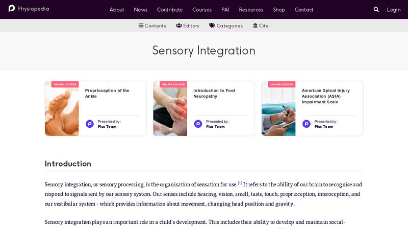 Sensory Integration - Physiopedia