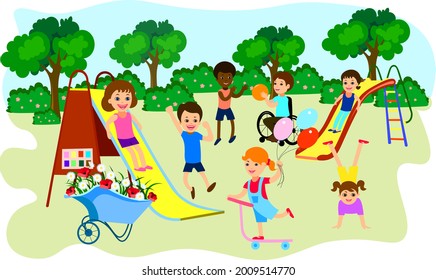 Illustrative image for Colorful children disabled outdoor playground for park